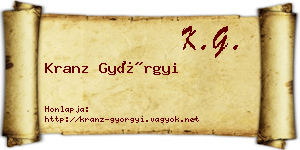 Kranz Györgyi névjegykártya